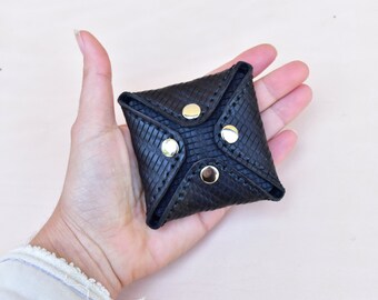 Dark leather money coin purse