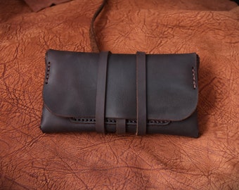 Bolsa de tabaco de cuero marrón, bolsa de filtro de chocolate