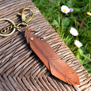 key ring, bag jewelry, leather feather carabiner