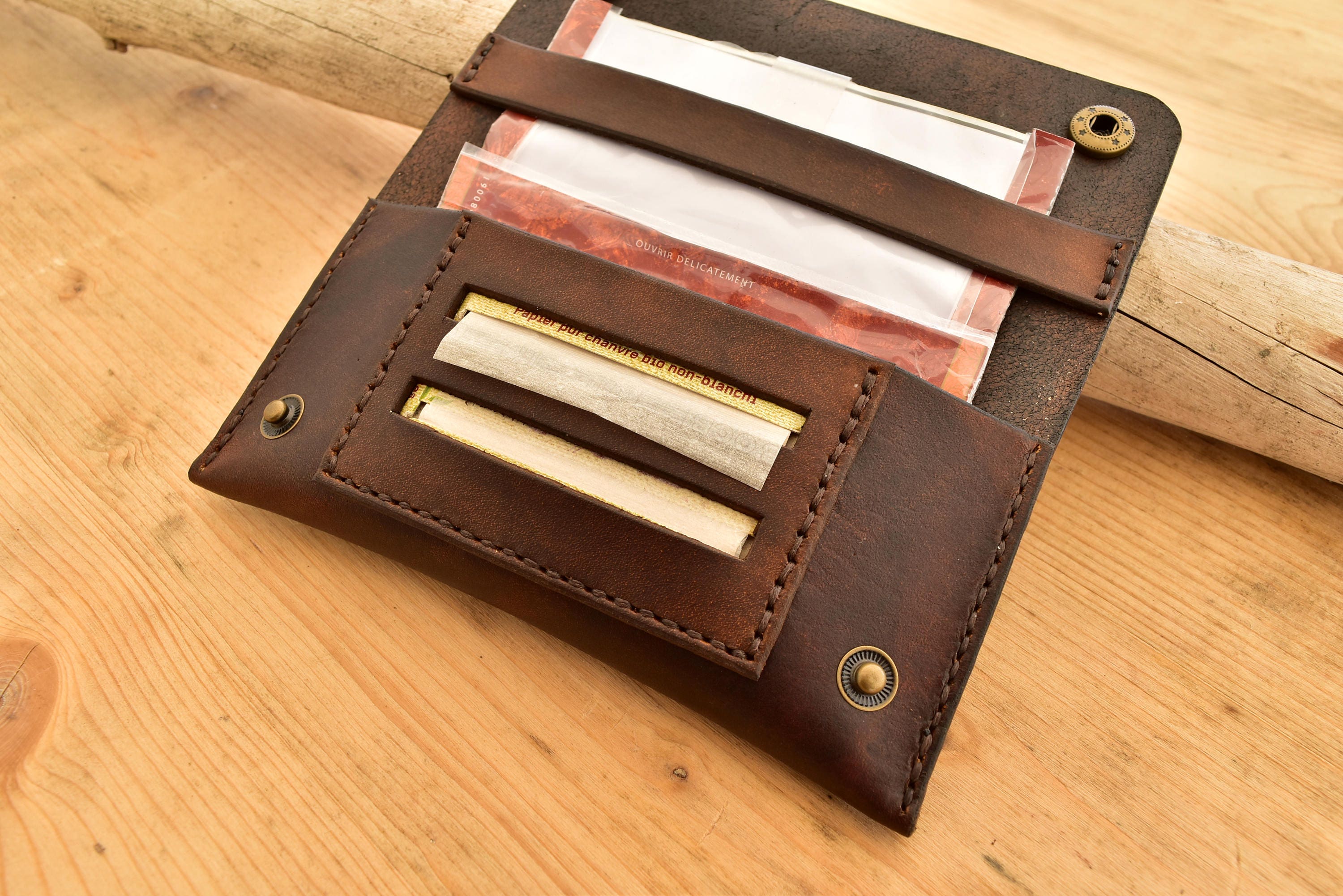 Handmade Leather Tobacco Pouch, Rolling Tobacco Case, Leather