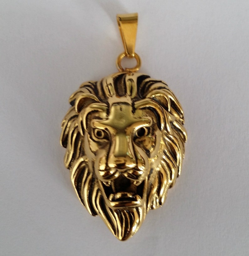Black Lion head Charm Mens Pendant Necklace Stainless Steel men/'s Pendants Necklace gold Lion pendant Lion necklace boyfriend birthday gift