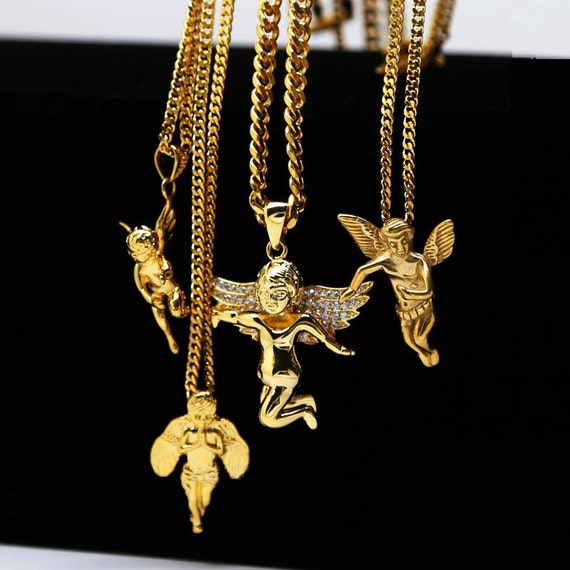 24k Gold Plated Cupid Guardian Angel Cherub Baby Charm Image 0