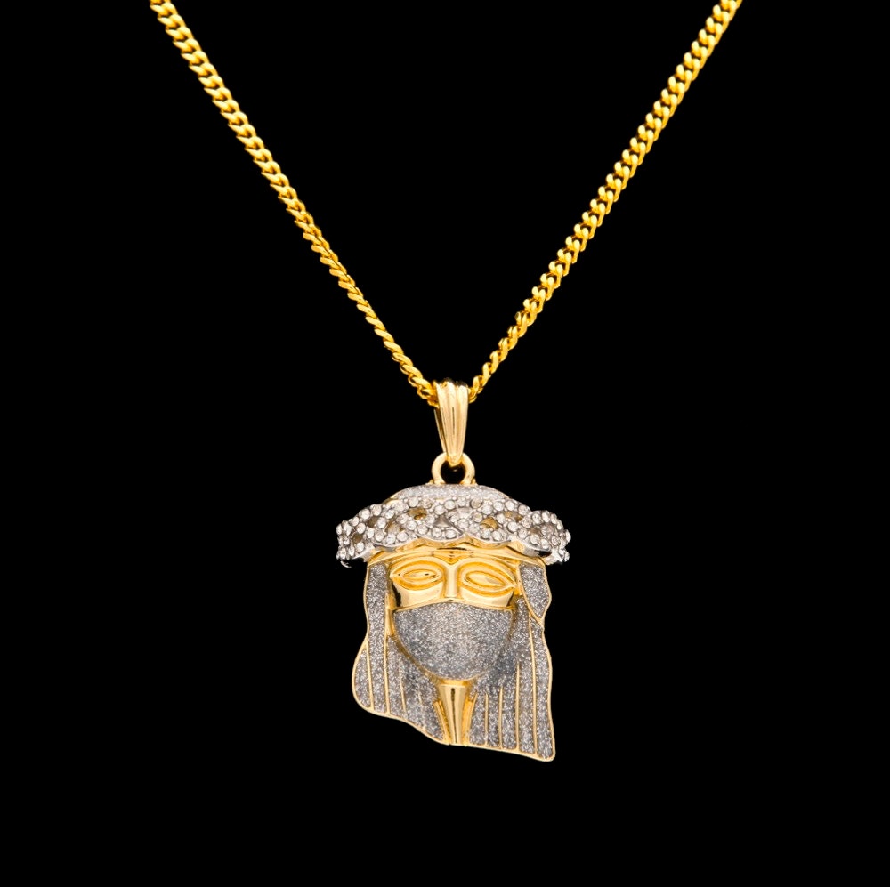 24/" Franco Chain Necklace /& Earring Hip Hop Iced Out Micro Medusa Head Pendant