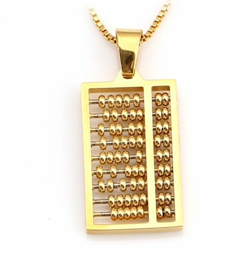 Men S Stainless Steel Gold Silver Abacus Chain Pendant Uni Mini Necklace Math Teacher 3d China Disk Counter Charm