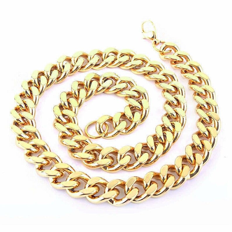 Vendedor Top 18K Oro Lleno Hombres Pesado De Acero Inoxidable Pulsera Cadenilla 15mm