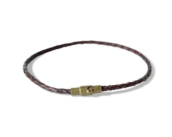 Unisex Thin Leather Bracelet/ Men's Thin Leather Bracelet/ Women's Thin Leather Bracelet/ Dark Brown Bracelet/ Braided Leather Bracelet