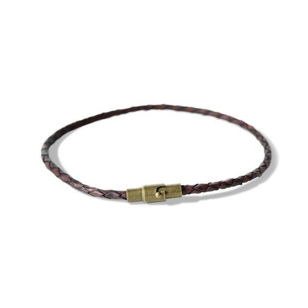 Thin Brown Leather Bracelet for Men Etsy