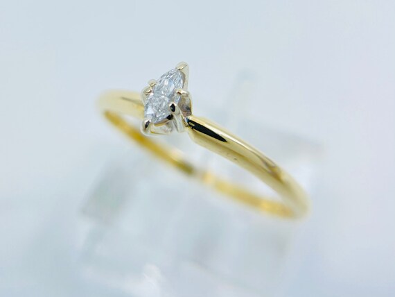 2 Ct Marquise Solitaire Engagement Wedding Promise Ring Real 14K Yellow Gold 