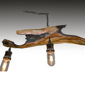 Rustic 3 Bulb Driftwood Chandelier Farmhouse Cabin Light