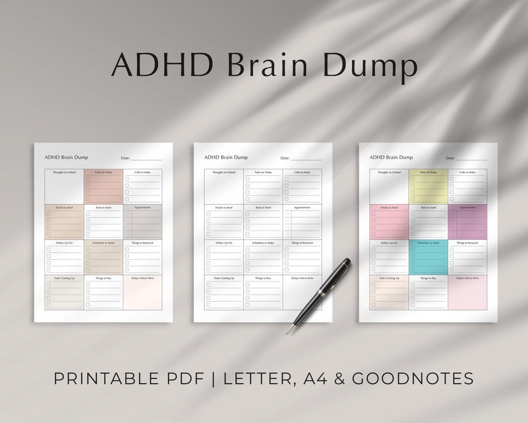 ADHD Brain Dump Digital & Printable PDF | ADHD Goodnotes (digital ...