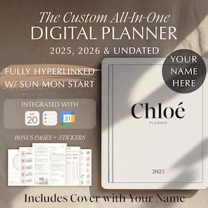 PERSONALIZED NAME COVER 2025 2026 & Undated Digital Planner | Daily Planner | Weekly Planner | GoodNotes | iPad Planner | Apple Google Integ