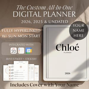 Personalized Name Cover Digital Planner | 2026 Digital All-in-one Planner | 2025, 2026, Undated | 2026 Digital Journal | GoodNotes iPad