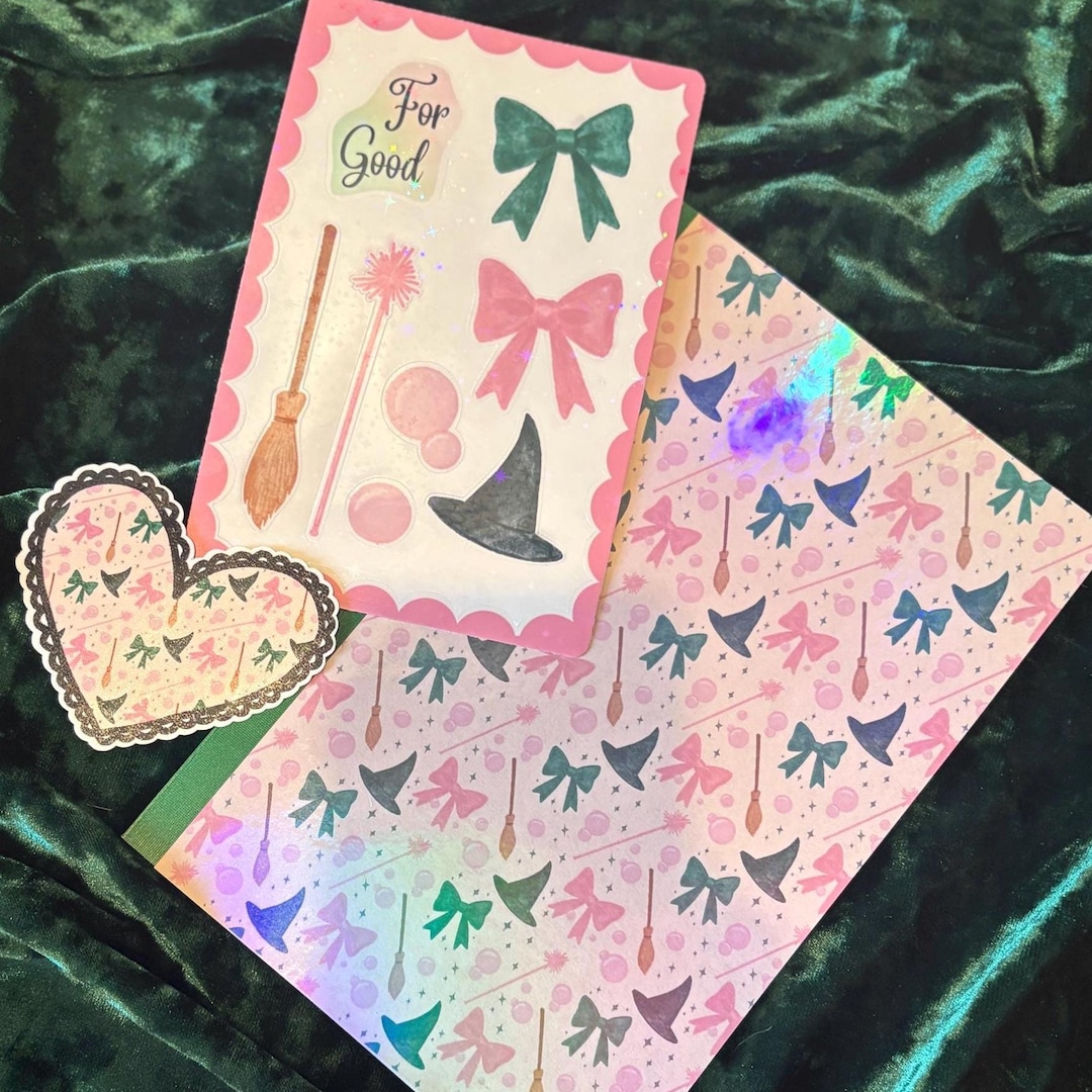 Pink & Green Sticker Bundle With Witchcraft Notebook - Etsy