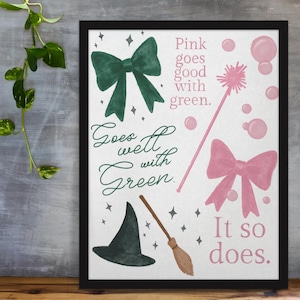 Wicked Inspired Watercolor Art Print | Digital Download | Glinda & Elphaba Wall Art | Musical Theatre Printable Decor