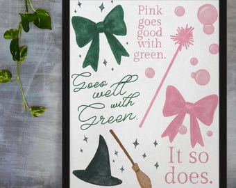 Wicked Musical Watercolor Art Print: Glinda & Elphaba (Digital Download