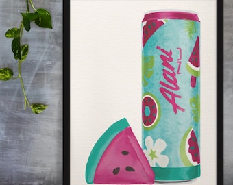Wassermelone Alani Nu Print: Energy Drink Poster, lustiges Küchen Dekor (Digitaler Download)