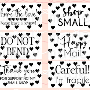 Valentine&#39;s Heart Small Biz Thermal Printer Label, Rollo Sticker Download,2.25” x 1.25” label png, Small Business Sticker Digital Download