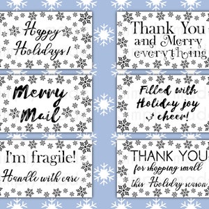 Snowflake Thermal Printer Label, Rollo Sticker Download,2.25” x 1.25” label png, Small Business Sticker Digital Download