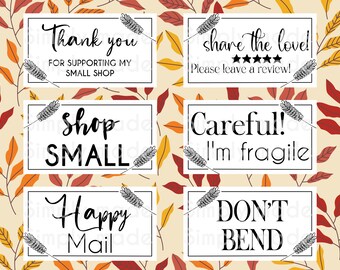 Herbstliche kleine Business Sticker Etiketten für Thermodrucker (Digitaler Download)