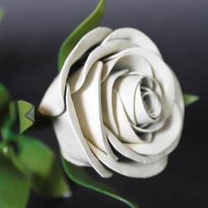 Metal Long Stem White Rose, Graduation, Easter, Metal Rose, Wedding Gift, Metal Flower, White Flower, Large Rose
