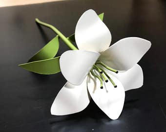 Metal Lily, Metal Flower,  Easter Lily, Easter Decoration, Wedding Bouquet, Wedding Flowers, Bridesmaid Bouquet, Steel Flower
