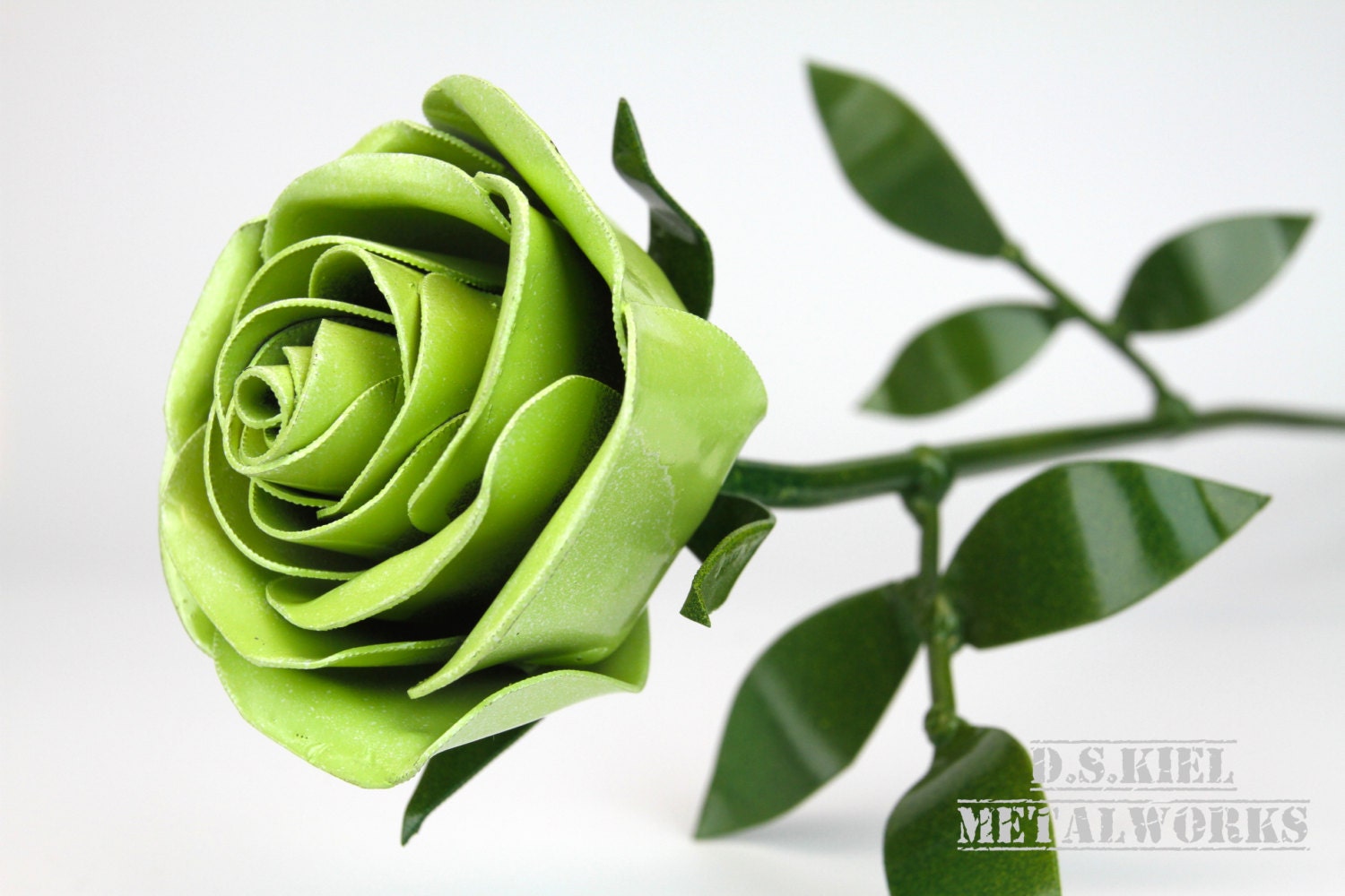Metal Green Rose, Graduation Gift, Commencement, Long Stem Rose, Green