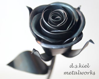 Steel Steampunk Rose: Dark Metal Flower, Steampunk Wedding Decor