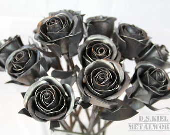 Steampunk Wedding Bouquet, Dozen Sweetheart Rose Bouquet, Metal Rose Bouquet, Bridesmaid Bouquet, Wedding Gift