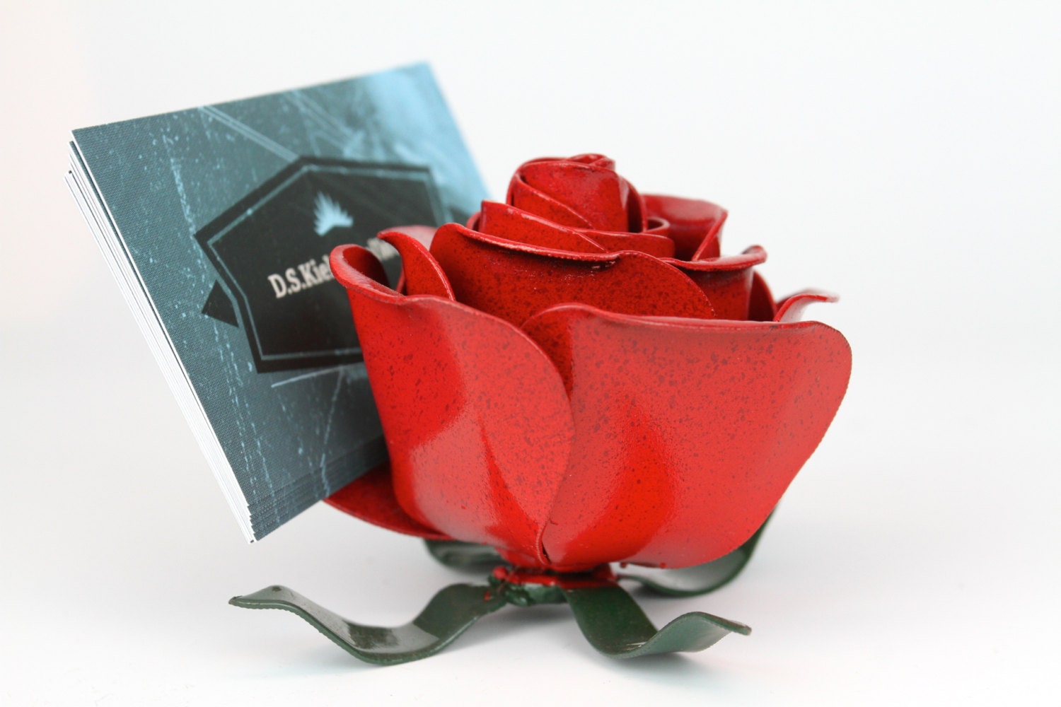 Business Card Holder Metal Rose Metal Rose Metal Flower Etsy