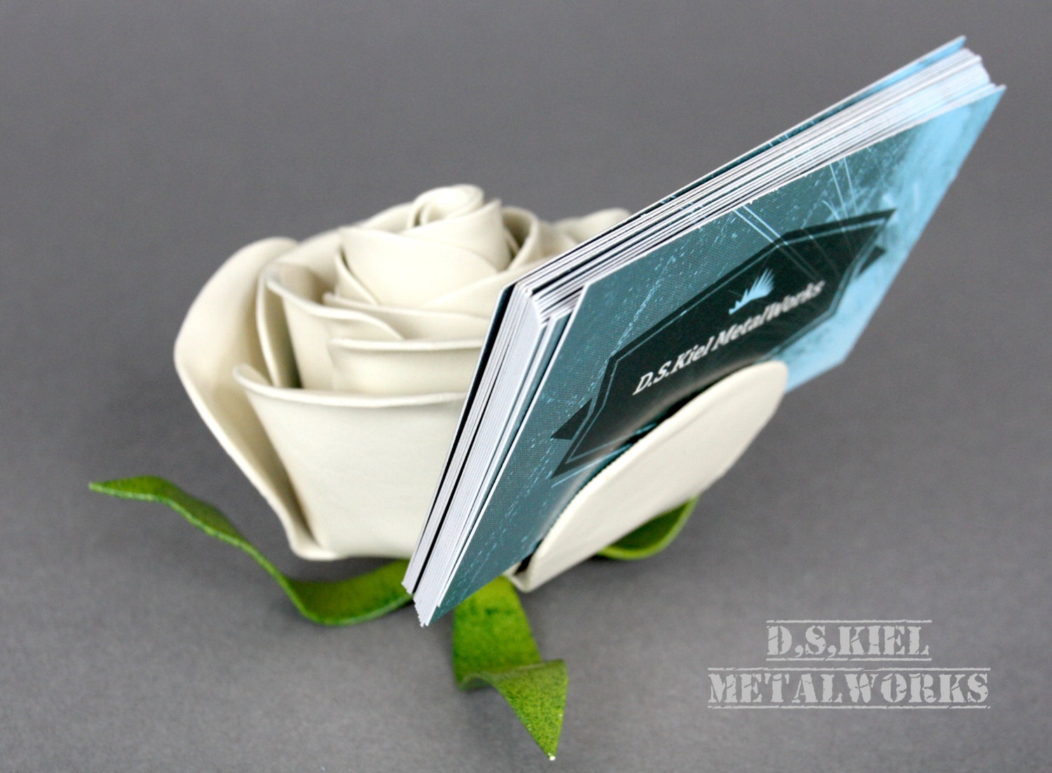 Handmade Steel Rose Business Card Holder: Forever Metal Flower - Etsy