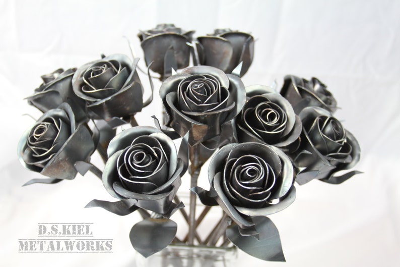 11th Anniversary Gift 11 Steel Roses Metal Rose Bouquet Etsy - image 0 image 1