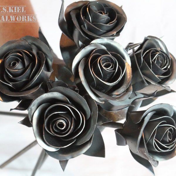 Half Dozen Metal Rose Bouquet,  Sixth Anniversary, Iron Anniversary, 11th Anniversary, 6th Anniversary, 4th Anniversary