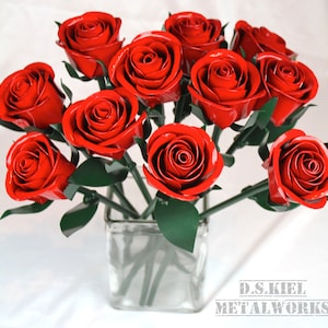 11th Anniversary Gift, 11 Steel Roses, Metal Rose Bouquet, 11th Wedding Anniversary, Steel Anniversary