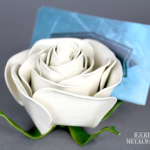 Geburtstagsgeschenk, Visitenkartenhalter, Geburtstagsgeschenk, Housewarming Geschenk, Metall Rose, Metall Rose, Metall Blume, Stahl Rose, Stahl Blume, Forever Rose