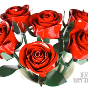 Halbes Dutzend Metall Rose Bouquet, Eisen Jahrestag, sechsten Jahrestag, 11. Jahrestag, Geschenk zum 6. Jahrestag, 4