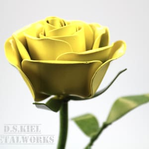 Metal Rose, Metal Flower,  Metal Long Stem Yellow Rose, Metal Rose, Yellow Flower, Steel Rose, Forever Rose, Life Size Rose