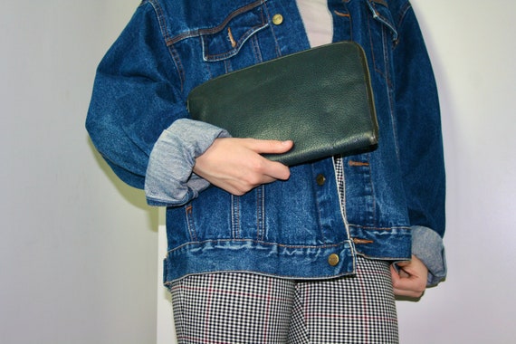 Vintage Clutch Bag, Navy Leather Clutch, Evening clut… - Gem