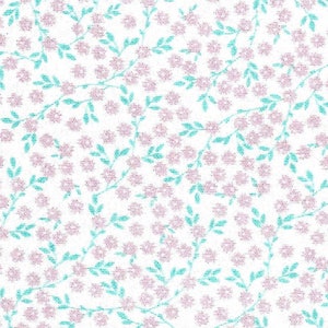 Fabric Finders Coral and Turquoise Floral Fabric – Print #2465, Easter fabric, calico print fabric by the yard, baby fabric, small floral