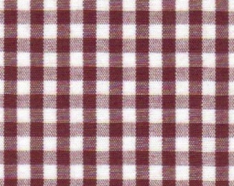 Fabric Finders Tessuto a quadretti color cremisi da 1/8 di pollice tagliato su misura, Tessuto a quadretti color granato, Tessuto per ragazzi, Tessuto per camicie eleganti, Piccolo quadretti a quadretti