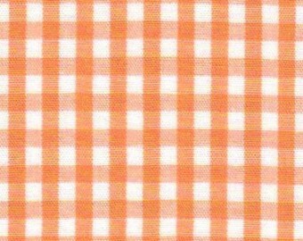 Fabric Finders Tangerine gingham check fabric by the yard, 1/8 inch orange check gingham fabric, Easter fabric, small orange check fabric