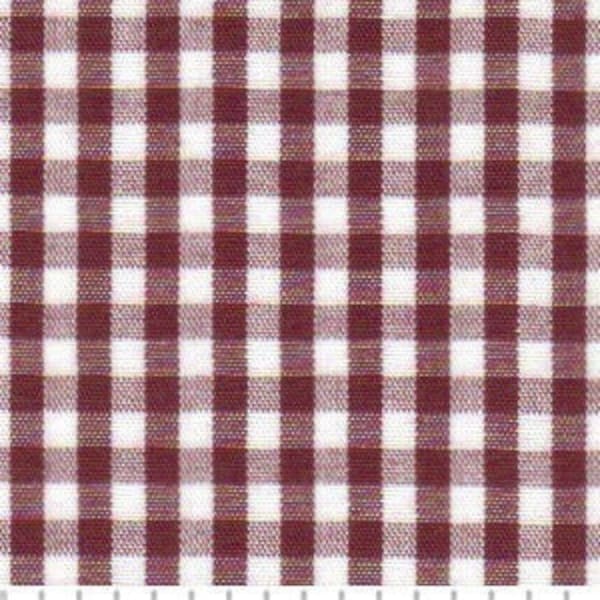 Fabric Finders 1/8 inch Crimson gingham check fabric by the yard, Garnet gingham fabric, boy fabric, dress shirt fabric, small gingham check