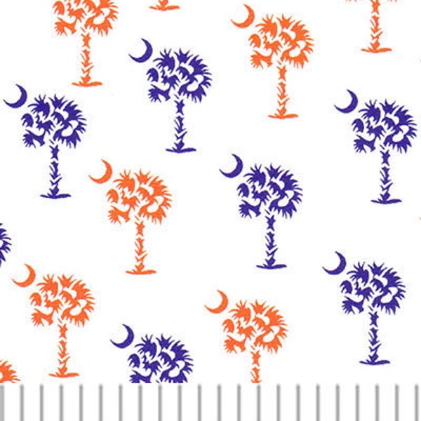 Fabric Finders Orange and Purple Palmetto tree fabric by the yard,Palmetto Tree Fabric: Purple and Orange – Print #2086, SC palmetto tree