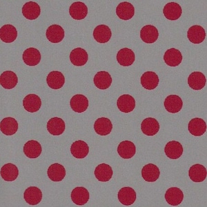 Fabric Finders Red and Grey Polka Dot Fabric: Red Dots on Grey Print #2247, Small red dot fabric by the yard, red and gray polka dot fabric