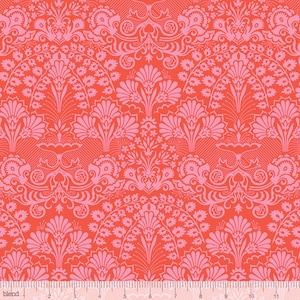 Wild Flowers Coral by Blend Fabrics, coral damask fabric by the yard, pink coral floral fabrics, coral blend fabrics, seasons of love