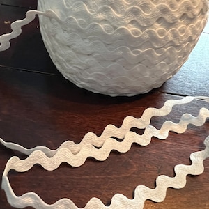 White half inch polyester ric rac by the yard, 1/2 inch white rick rack trim, rick rack by the yard, baby ric rac, trims by the yard,