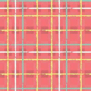 Art Gallery Electric Watermelon plaid fabric by the yard, Summer plaid fabric, 100% cotton fabric, coral pink plaid fabric, quilting cotton