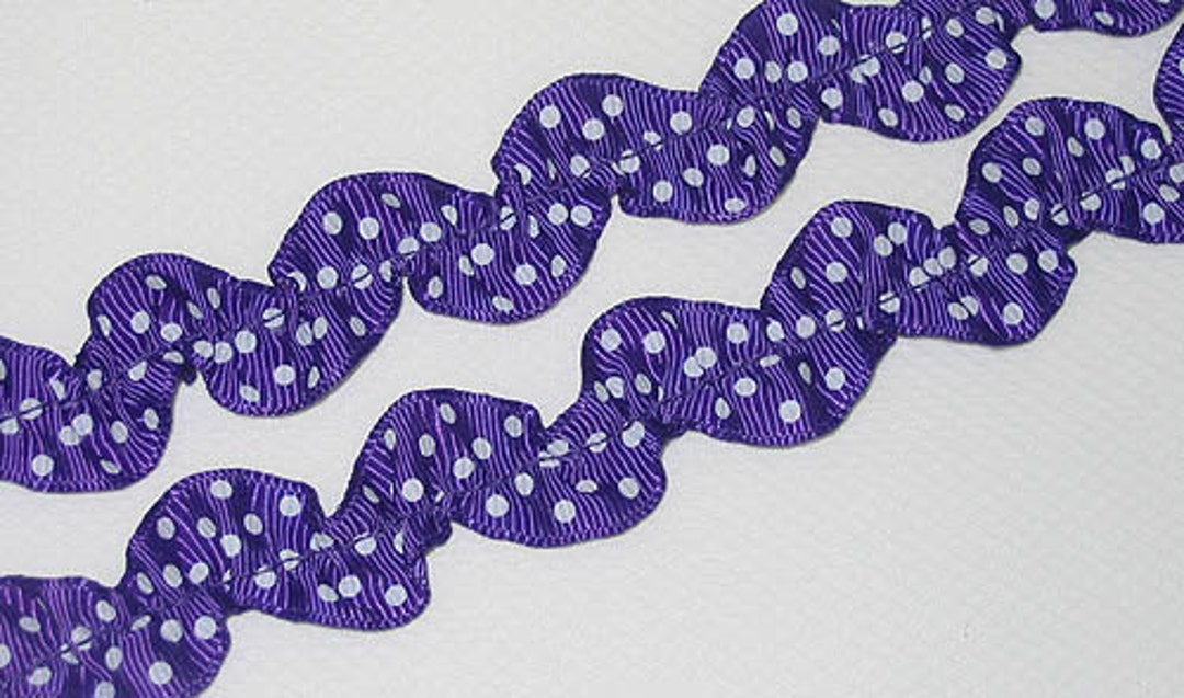 Ric Rac Grossgrain Ribbon in Regal Purple With White Swiss Dot, Purple ...