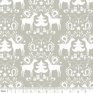 Grey Rudolph fabric by Blend, gray reindeer fabric, Christmas fabric, fabric for Christmas stockings, Christmas sweater print fabric