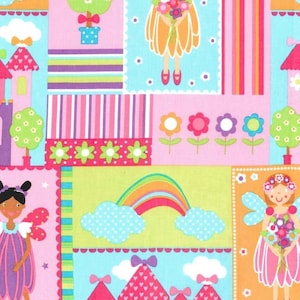Fairy Squares Michael Miller fabric fairy princess castle patchwork fabric by the yard sewing quilting apparel fabric for girls fabric