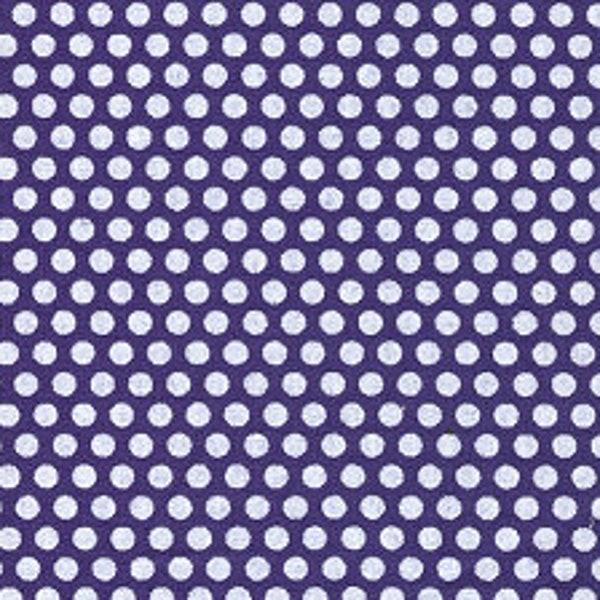 Fabric Finders small white dots on purple fabric by the yard, 1164 White Dots on Purple, purple polka dot fabric, 60 wide purple white dot